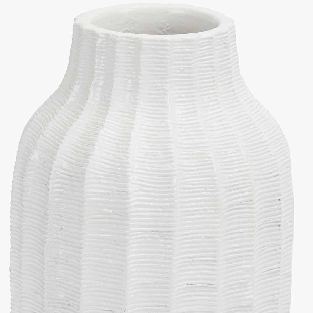 Amalia Natural & White Stoneware Textured Vase